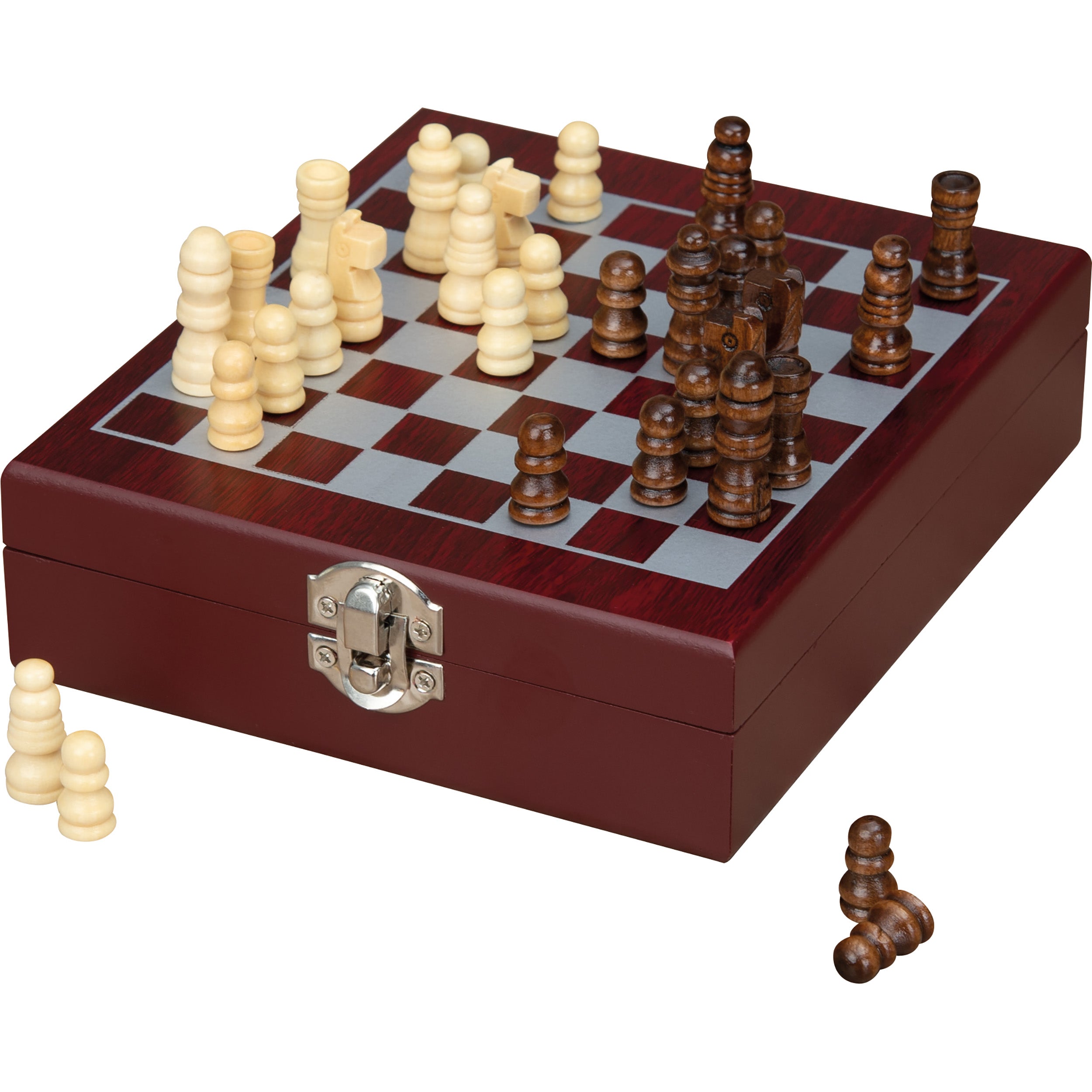 Weinset mit Schachspiel Holzbox Hemingway– braun